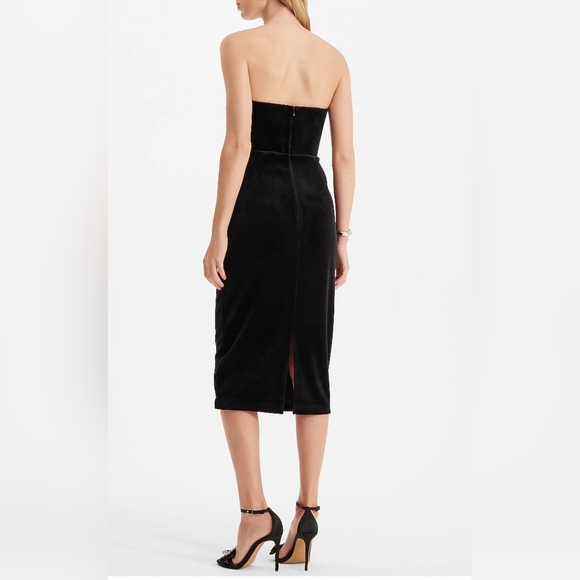 ✨️Final Price✨️NWT sz Xs Express Black Velvet Midi Cocktail Dress - Picture 6 of 8